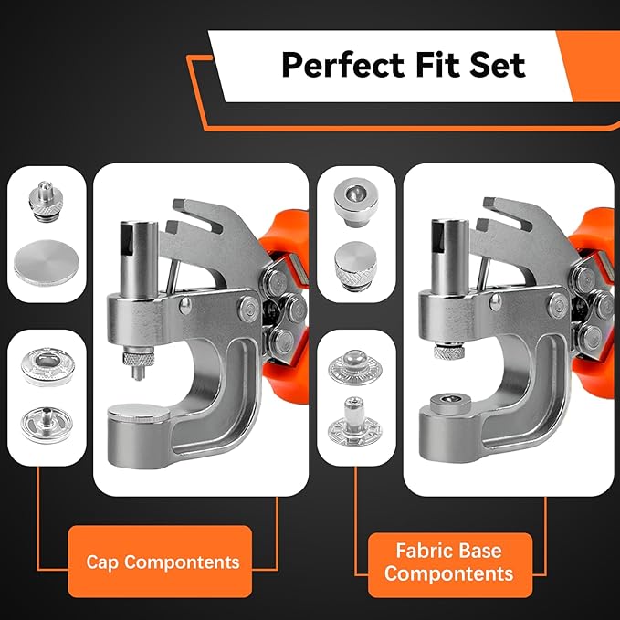 Leather Snap Fastener Tool Kit - Snap Button Kit with 40 Sets 15mm Silver Snaps - Hole Punch & Snap Press Pliers for Leather Craft, Jacket & Bag Repair - Ergonomic Design for Safe, Easy DIY Projects
