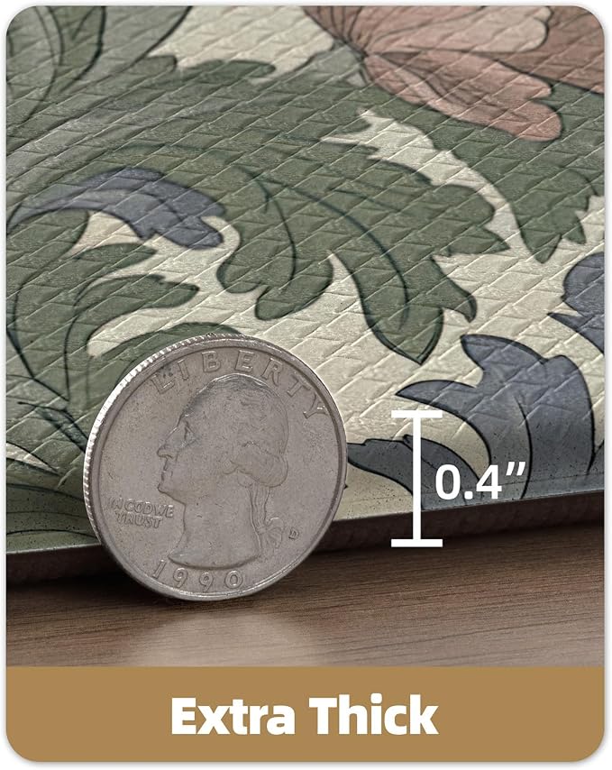 Color&Geometry Floral Kitchen Mat 24"x87", Anti Fatigue Kitchen Mats for Floor, Kitchen Rugs Non Slip, Waterproof & Oil Proof Padded Runner for Standing Desk Office, Sink -Beige