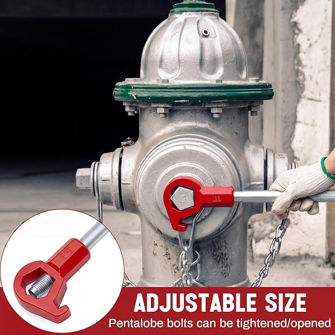 Tandefio 1 Pcs Fire Hydrant Wrench, 1-1/2" to 6", Red | Adjustable Hydrant Key for Utility Crews, Multifunctional Hydrant Wrench for Tightening Fire Nuts Tightening Water Pipes
