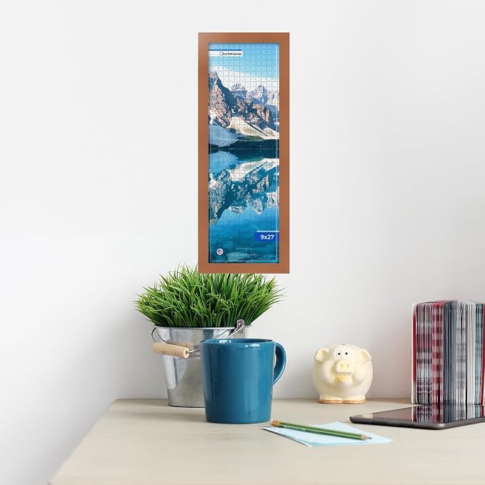 ArtToFrames Puzzle Frame for Buffalo Games 500 Piece Jigsaw Puzzles, 9x27 Inch (23x69 cm), Burnt Umber Engineered Wood with Economy Acrylic, Ready to Hang Puzzle Display
