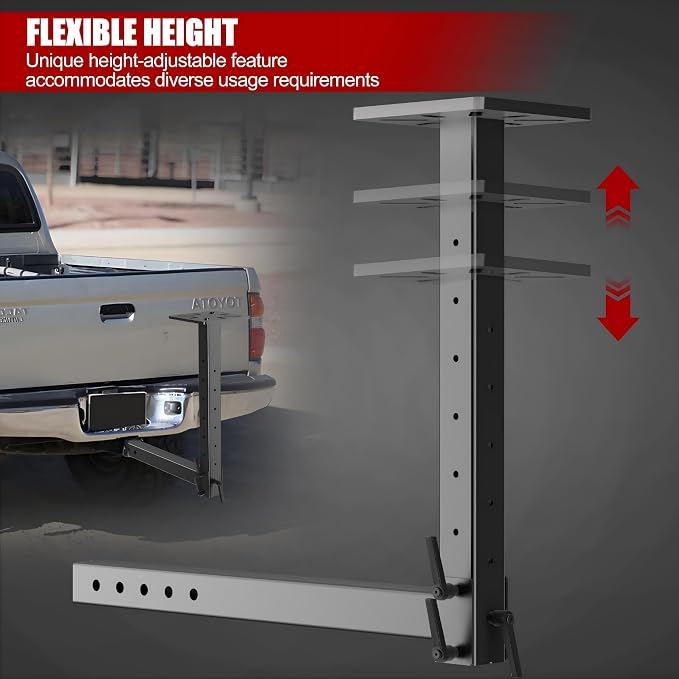 Heavy-Duty Hitch Mount Vise Plate Holder with Adjustable Height - Fits 2 inch x 2 inch Receiver with Standard Mounting Vise Plate