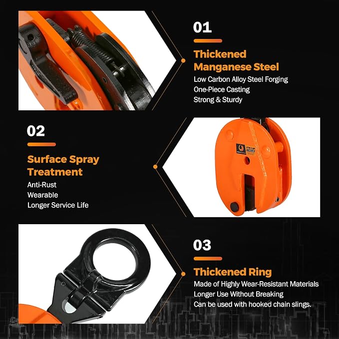BEAMNOVA 2 Tons Vertical Plate Lifting Clamp, Rotating Ring