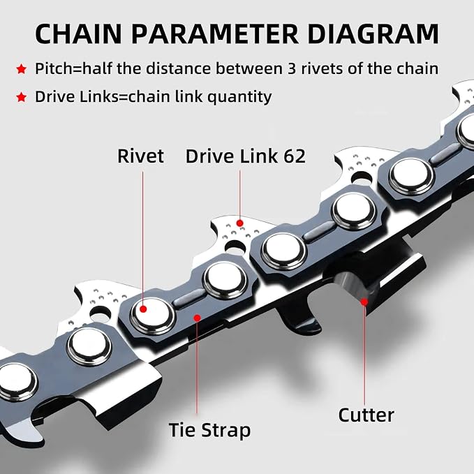 4 Pack 12 Inch Chainsaw Chains 3/8 LP Pitch .050" Gauge 45 Drive Links, 12" Replacement Chain Low-Kickback Compatible with Craftsman, Greenworks, Poulan, Remington, Echo, Ryobi and more