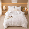 Nttopship Ivory Full Comforter Set - 7 Pieces Bed in a Bag, Premium Comforters Full Size Bed Set Tufted Shabby Chic Bedding Comforter Set with Flat Sheet, Fitted Sheet and Pillowcases,White