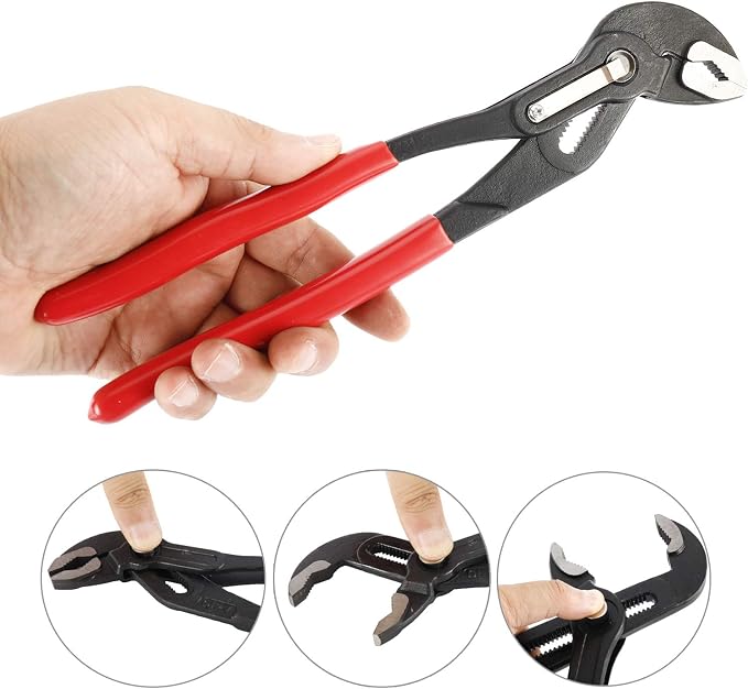 HighFree 3PCS Water Pump Pliers Set 7Inch, 10Inch, 16Inch, Tongue and Groove Pliers Set Quick Adjustment by Pressing and Sliding Grips Any Shaped Object