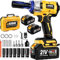 Urjoai Cordless Impact Wrench - 590Ft-lbs (800N.m) Brushless 1/2 inch, 3300RPM High Torque Impact Gun, 2x 4.0Ah Battery, Charger & 7 Sockets, Electric Impact Wrench for Car Home
