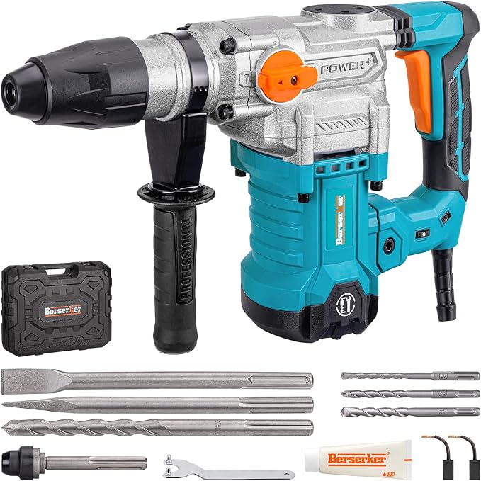 Berserker 1-9/16" SDS-Max Heavy Duty Rotary Hammer Drill for Concrete 42M | 1600W 13 Amp 3 Functions 16 lb. Corded Electric Variable-Speed Safety Clutch Vibration Control Demolition Rotomartillo