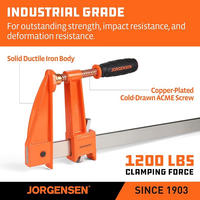 Jorgensen 48-Inch Deep-Reach Throat Bar Clamps, 5" Throat Depth, 2-Pack