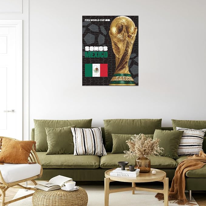 FIFA Mexico Poster Wooden Puzzle for Adult, 200 Pieces Irregular Shape Puzzle, 5MM Thick,Creative Collectible Gift for Fans, Officially Licensed Product, 9.3 x 12