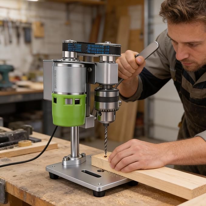 Compact Benchtop Drill Press, Rear-Mounted 795 High-Torque Motor, Mini Precision Bench Drilling Machine for DIY, Woodworking, Jewelry Making & Crafts, B10 Chuck