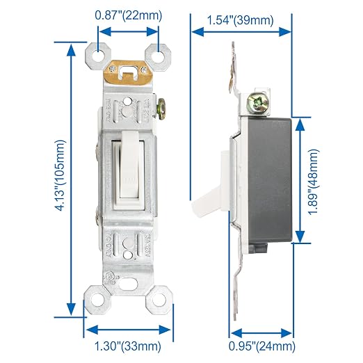Baomain 2-Pack 15 Amp Toggle Light Switch, Single Pole, Residential/Commercial Grade, On/Off Switch, Glossy White, UL Certified