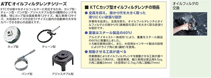KYOTO TOOL (KTC) ADJ Oil Filter Wrench AVSA-6379 For Removal Only