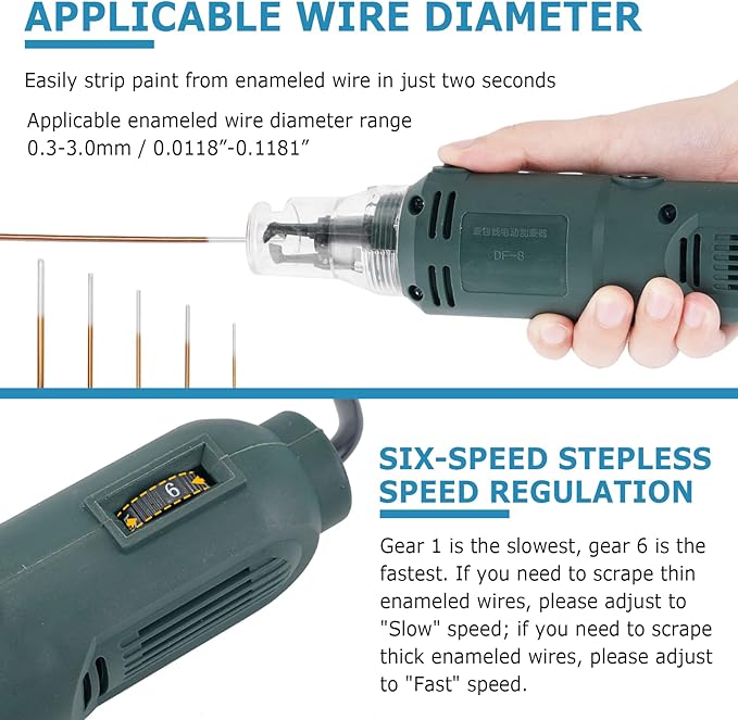 MXBAOHENG Handheld Magnet Wire Stripping Machine 75W Wire Stripper Cutter Enameled Wire Paint Scraper 12000r/min (110V)