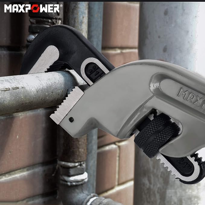 MAXPOWER 24-inch Offset Pipe Wrench, Cr-Mo Jaw, 2.76” Opening | Aluminum Plumbing Wrench, Heavy Duty Offset Pipe Wrench for Tight Spots