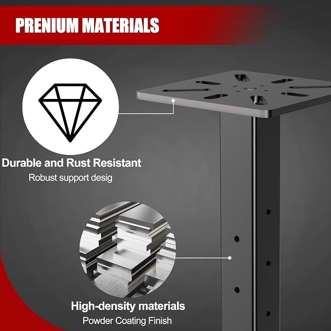 Heavy-Duty Hitch Mount Vise Plate Holder with Adjustable Height - Fits 2 inch x 2 inch Receiver with Standard Mounting Vise Plate