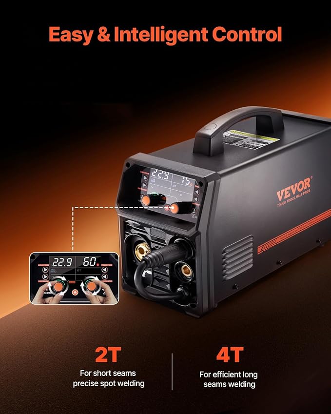 VEVOR Pro MIG Welder, 200A Pluse Mig Welding Machine, 5-in-1 Multi-Functional Welder Machine MIG Pluse/Gas MIG/Flux Core MIG/Stick/Lift TIG, 110V/220V Dual Voltage Aluminum Mig Welder with LCD Display