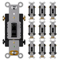 AIDA 10 Pack 4 Way Toggle Light Switch, 15 Amp, 120 Volt, Toggle Framed AC Quiet Switch, in Wall On/Off Switch Replacement, Self-Grounding, Residential and Commercial Grade, UL,Glossy Black