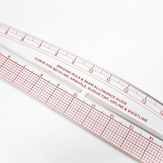 KEARING 29" Curve & 16" Straight Styling Design Marking Ruler, Clear Acrylic Hip French Curve Ruler Vary Form Curve Ruler for Sewing Pattern Making, 4 Rulers in 1 Transparent Fashion Designer's Ruler