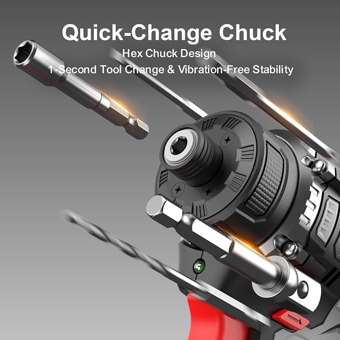 Cordless Screwdriver 16.8V, 45Nm, Brushless Motor, Continuously Variable, Rechargeable 1/4" driver, 2.0Ah Batteries, Electric Screwdriver Drill Kit for Home, DIY, Repair and Construction Use