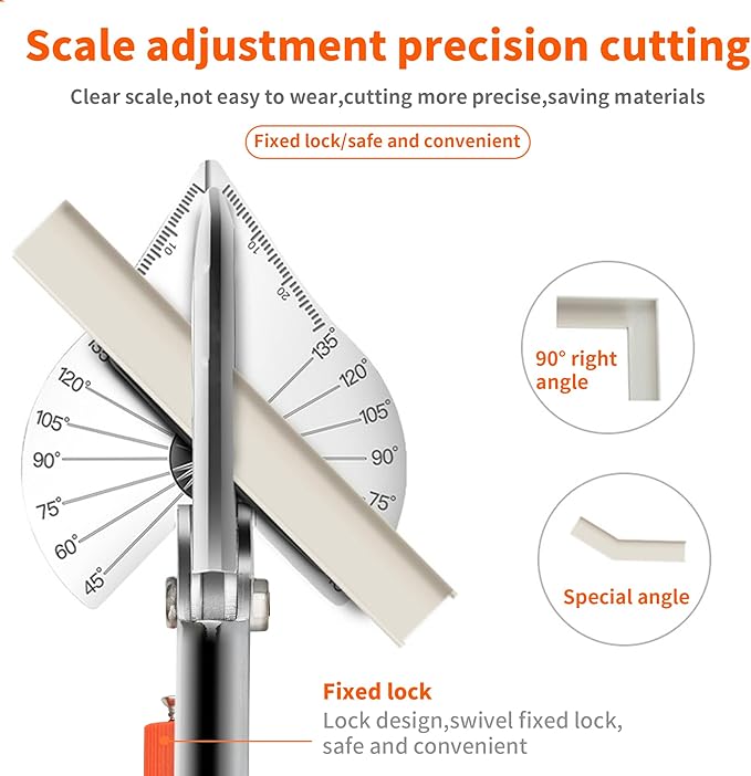 GARTOL Miter Shears, 45°-135° Adjustable Angle Cutter for Shoe Moulding, Quarter Round and PVC, SK5 Steel Trim Scissors (Tool Only)