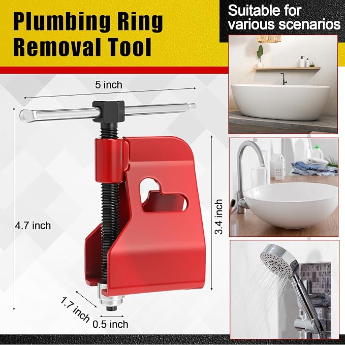 5 Pcs Angle Stop Wrench Kit Plumbing Tool, Compression Sleeve Puller for 1/2" Compression Fitting Ferrule Puller Removal Tool for 1/2" Copper Tubing 4-way Multi-functional Utility Key(Yellow)