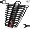 ARROW 12PCS Metric Ratcheting Wrench Set with Black Magnetic Tool Holder | Anti-Slip 6-18mm Combination Ratchet Wrench Set, Premium CRV Material, 72-Teeth, Corrosion-Resistant, Easy to Carry & Store