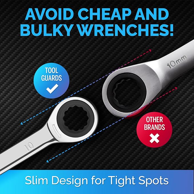 Ratcheting Wrench - Slim Profile - Ratchet Wrench, 10 mm Wrench