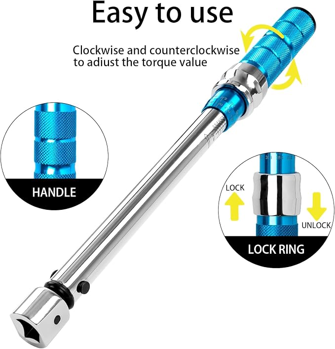 Torque Wrench Adjustable 10-60 N.m, 30mm Open End & 3/8 Drive Ratchet Interchangeable Head for Mini Split HVAC Mechanical Repair
