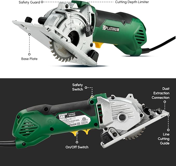 ROTORAZER SAW Platinum Compact Circular Saw Set - New Model for 2026! Extra Powerful - Deeper Cuts! Cut Drywall, Tile, Grout, Metal, Pipes, PVC, Plastic, and Copper. AS SEEN ON TV! (Green)
