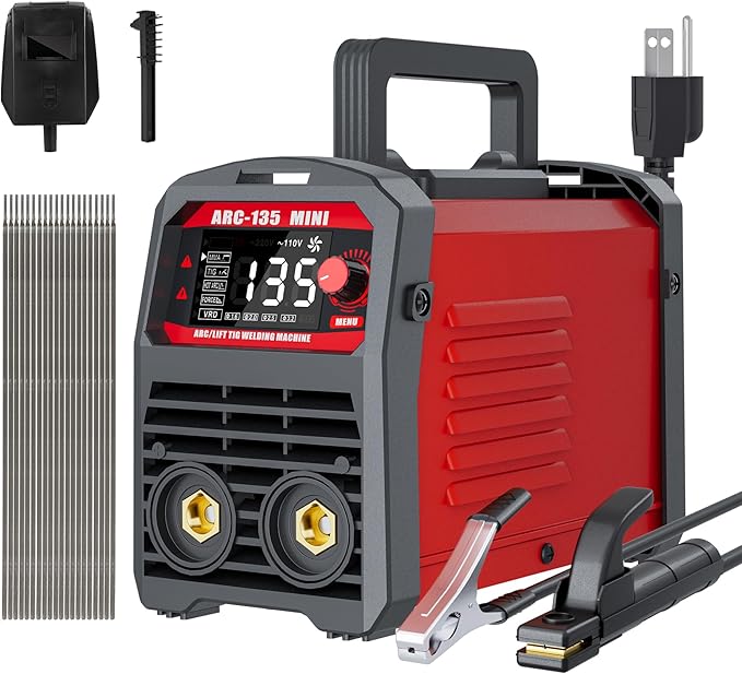Stick Welder, ARC 135 Portable Welding Machine 110V, Stick/Lift TIG Mini Welder Machine 2 In 1 with Large LED Display, IGBT Inverter, Home DIY Arc Welder, Hot Start,Arc force, Anti-Stick, VRD