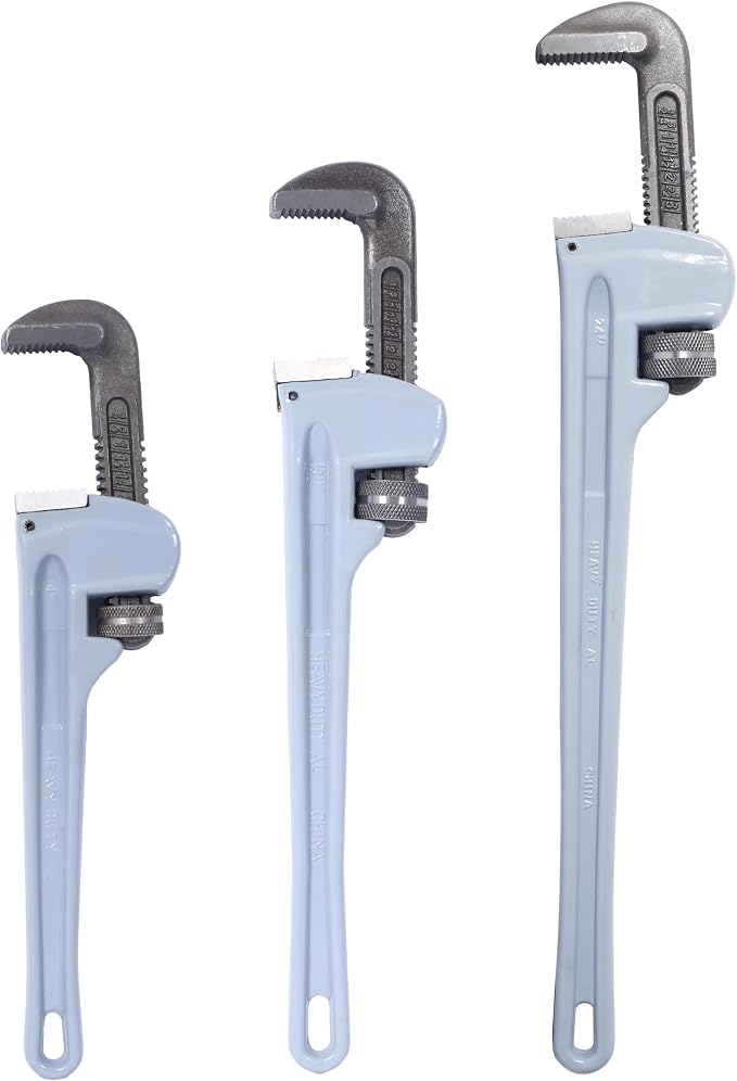 Pipe Wrench Set, Rigid Pipe Wrench Sets Aluminum adjustable | Professional Heavy Duty Hangable Design for Plumbing, Home, Vehicle Repair (14", 18", 24" Pipe Wrenc)