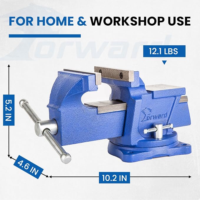 Forward 0804 4 Inch Bench Vise Workbench Vise with Anvil and Swivel Base