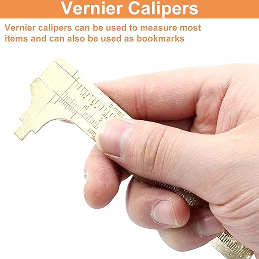 Piutouyar 100mm/4 Pocket Vernier Caliper Ruler, Brass Sliding Gauge Pocket Caliper, Mini Measuring Tool Double Scale mm/inch Metal Handy Caliper