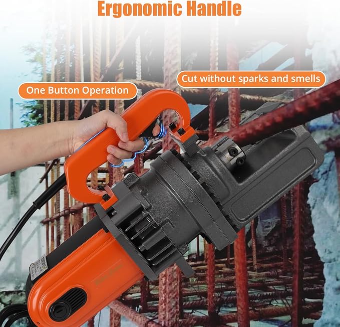 Electric Hydraulic Rebar Cutter Tool, 1700W Cutting up to 1 Inch #8 4-25mm Rebar Steel within 5 Seconds,110V, with Blades & Easy Carry Stainless Box (1700W RC-25)
