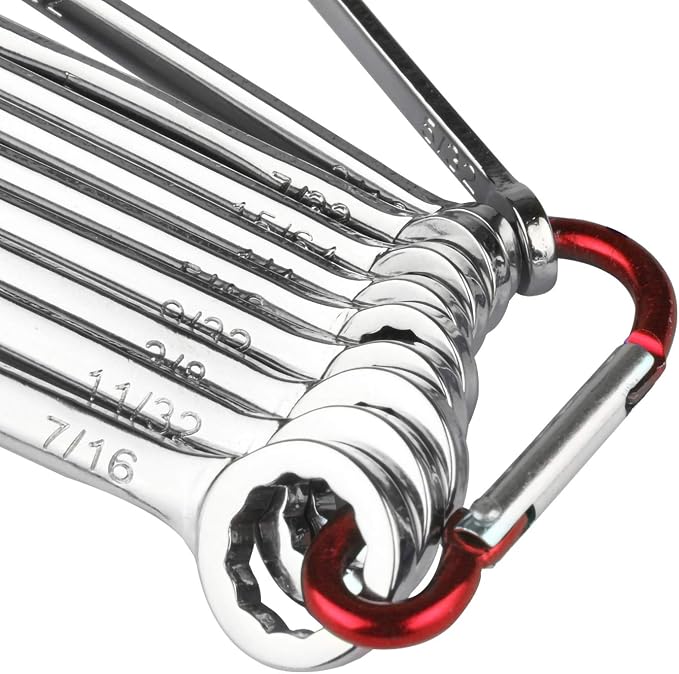 Larcele 20 Pcs Small Wrench Set 4mm-11mm Combination Open and Box End Wrench Spanner Set Metric and SAE MNBS-03