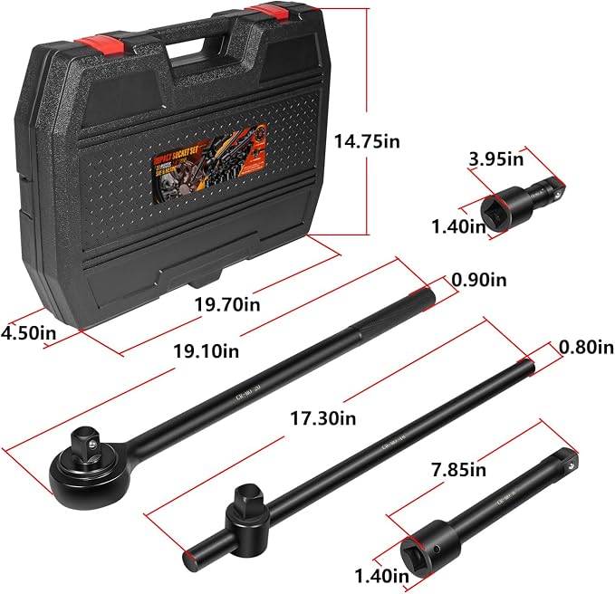27 PCS Master Impact Socket Set 3/4-Inch-Drive Jumbo Impact Socket Set,Standard SAE (7/8" to 2") and Metric (22 to 50 mm) Size Socket Set with Extension