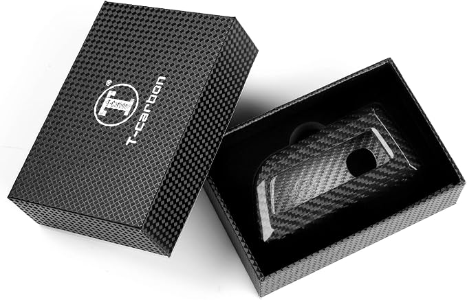 T-carbon Key Fob Cover Fits Acura MDX 2025 5 Buttons Accessories,Glass Fiber Key Fob Case with Keychain Fits Acura 2024 RDX MDX RLX NSX ILX TLX TLX-L CDX Smart Remote Keyless Silver Black