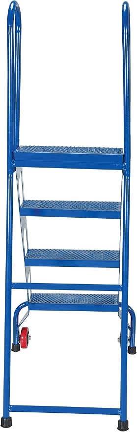 Vestil FLAD-4 Folding 4 Steps Ladder with Wheels, Carbon Steel, 350 lbs Capacity, 40" Top Step Height