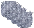 Lunarable Damask Chair Seating Cushion Set of 4, Medieval Repetitive Pattern with Flourish Ornaments, Anti-Slip Seat Padding for Kitchen & Patio, 16"x16", Purpleblue Ceil Blue