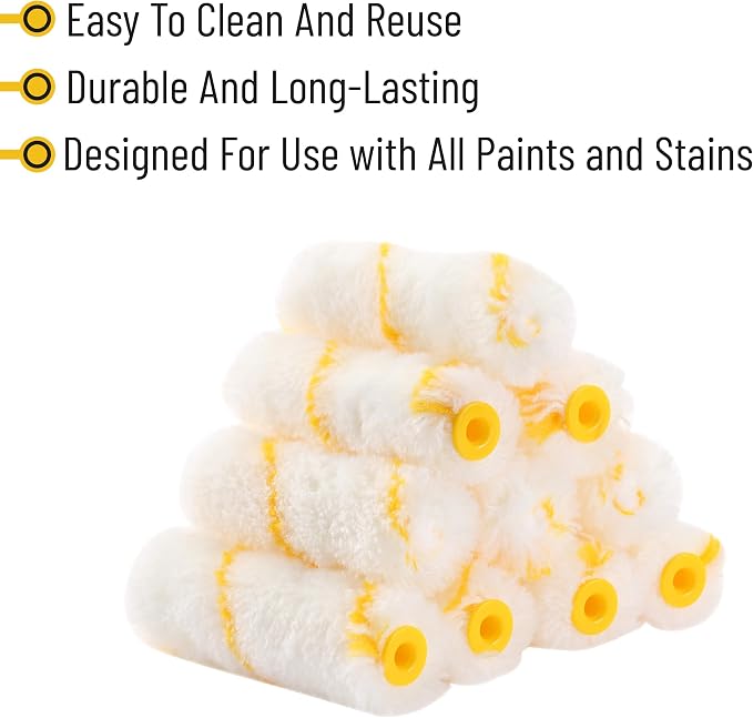 Bates- Paint Rollers, 4 inch Paint Roller with 40 Covers, Wall Painting Tool