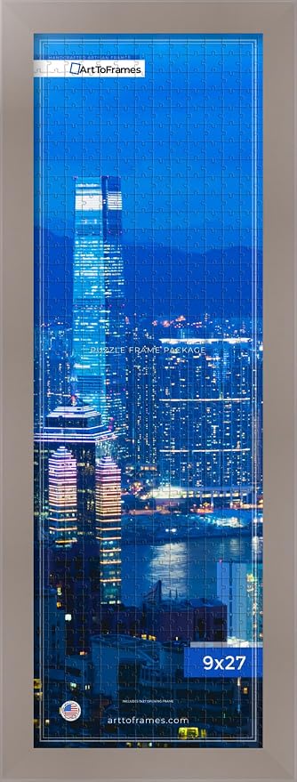 ArtToFrames Puzzle Frame for Buffalo Games 500 Piece Jigsaw Puzzles, 9x27 Inch (23x69 cm), Latte Engineered Wood with Economy Acrylic, Ready to Hang Puzzle Display