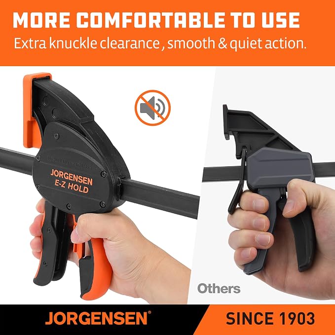 Jorgensen E-Z Hold 800LBS Heavy Duty Clamps, 24 Inch 2-Pack Expandable Clamp/Spreader, One Hand Bar Clamps, Trigger Clamp, Bar Clamps for Woodworking