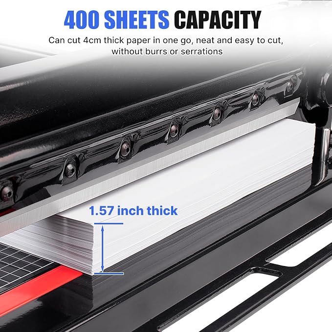 Heavy Duty Paper Cutter for A3 Paper,17'' 400 Sheets Capacity Guillotine Paper Cutter,Solid Steel Construction Stack Paper Trimmer for Office,Commercial Use,Double Safety Protection,Black (A3 17 Inch)