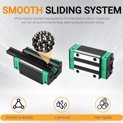 2Pcs Linear Guide Rail kit HGR25-800mm Linear Slide Rails with 4Pcs HGHCA25 HGH25 Linear Blocks Bearing + Dust Cover C6 + Socket Head Cap Screw for DIY CNC Routers Lathes Mills