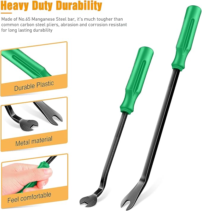 GOOACC Auto Trim Removal Tool Set 3Pcs No Scratch Pry Tool Kit with Storage Bag for Car Body Clips Door Panel Car Clips Dashboard Repair Green