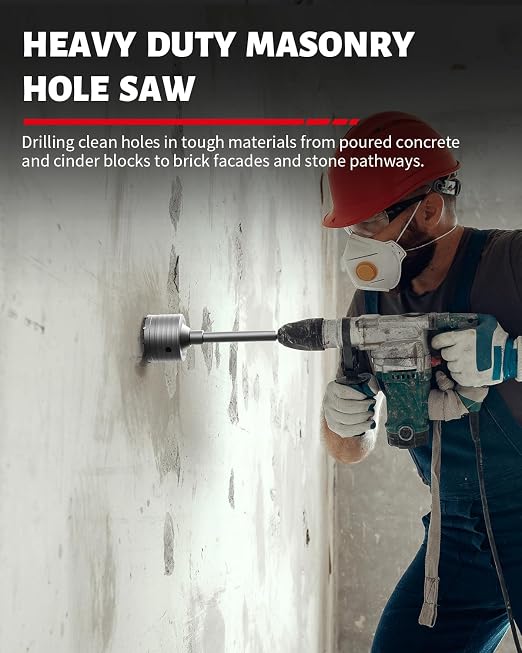 DAYDOOR 4" (100mm) Concrete Hole Saw with SDS Plus Shank Adapter, Tungsten Carbide Tipped Masonry Hole Saw, Heavy Duty Concrete Core Drill Bit for Brick, Cement Wall, and Stone