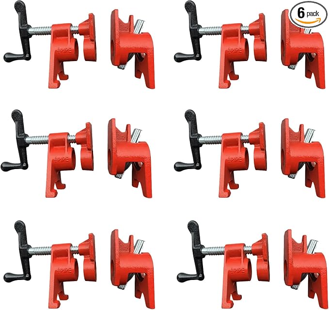 3/4" Wood Gluing Clamp,With Unique Foot Design,Heavy Duty Pipe Clamps for Woodworking, Carpentry, Home Improvement & DIY Projects. (3/4",6 Pack)