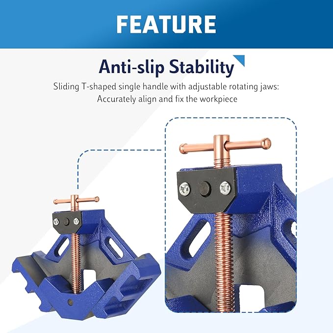 DASBET 2Pack Cast Iron Welders Angle Clamp - Heavy Duty Two Axis Welding Clamp Right Angle 90 Degrees Self Centering Jig and Fixture Clamp for Woodworking Corner Miter