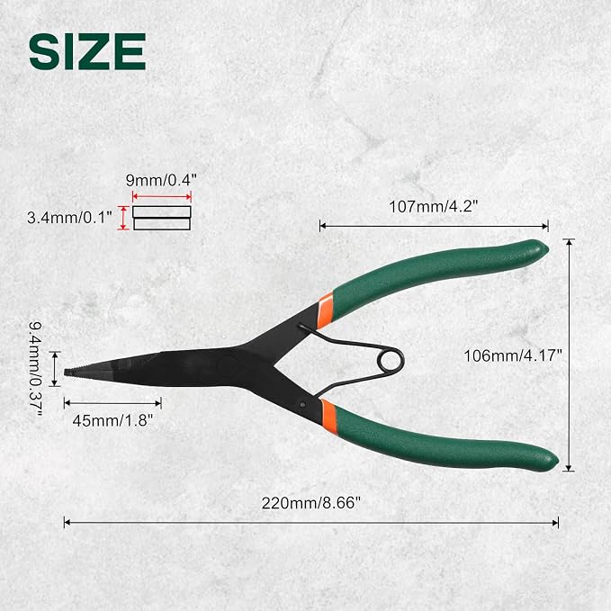 SPEEDWOX 9 inch Angle Tip Lock Ring Pliers with Hole Flat Nose