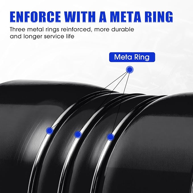 4 Pack 3"x 6" Silicone Charge Air Cooler Hump Hose with T-bolt Spring Loaded Clamps Semi Truck Hose Set Heavy Duty Turbo, Air Intake and Intercooler Kit(Black,3"x 6")